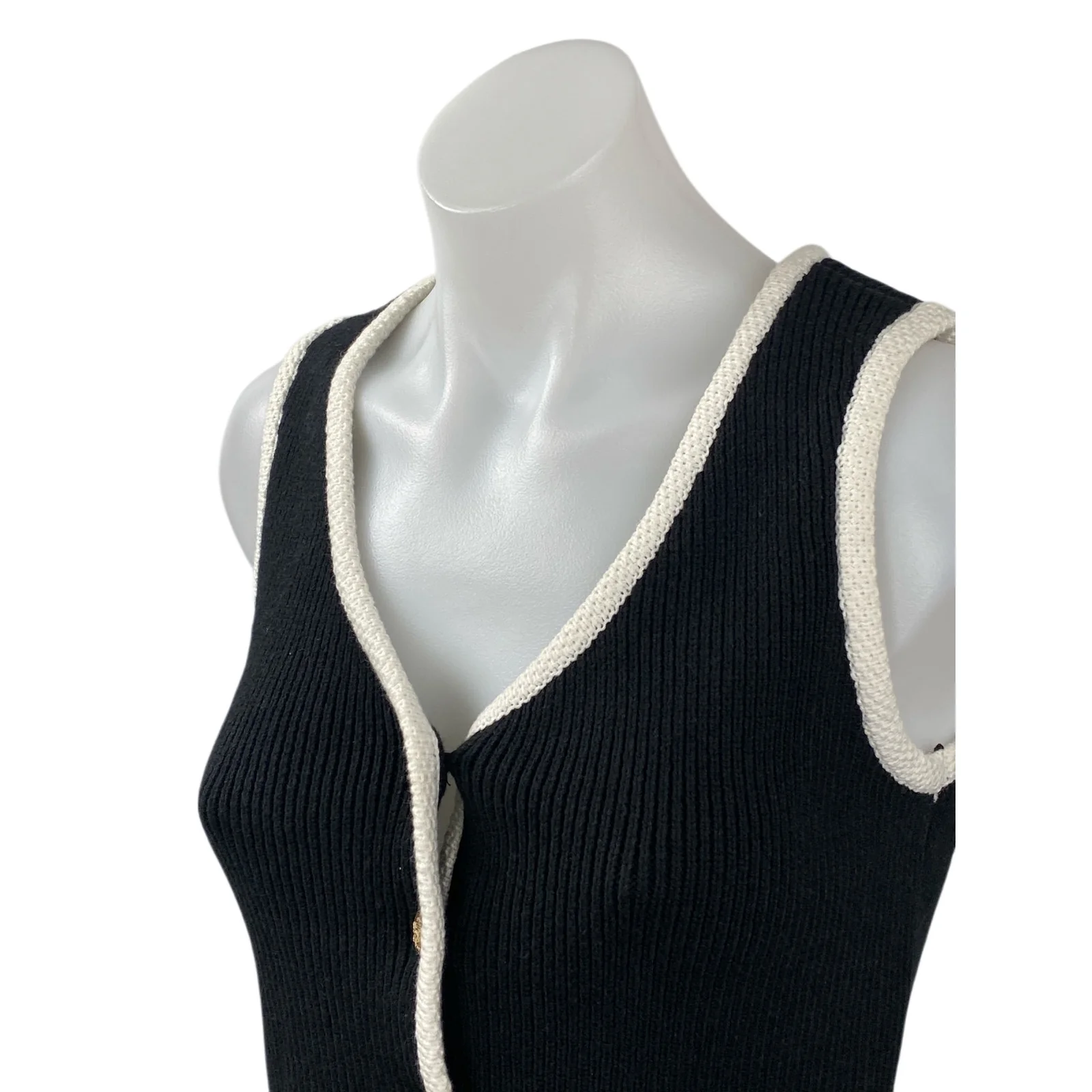 NEW Abercrombie & Fitch Mara Sleeveless Button Down Tank Sweater Vest Top Sz XS - Image 2