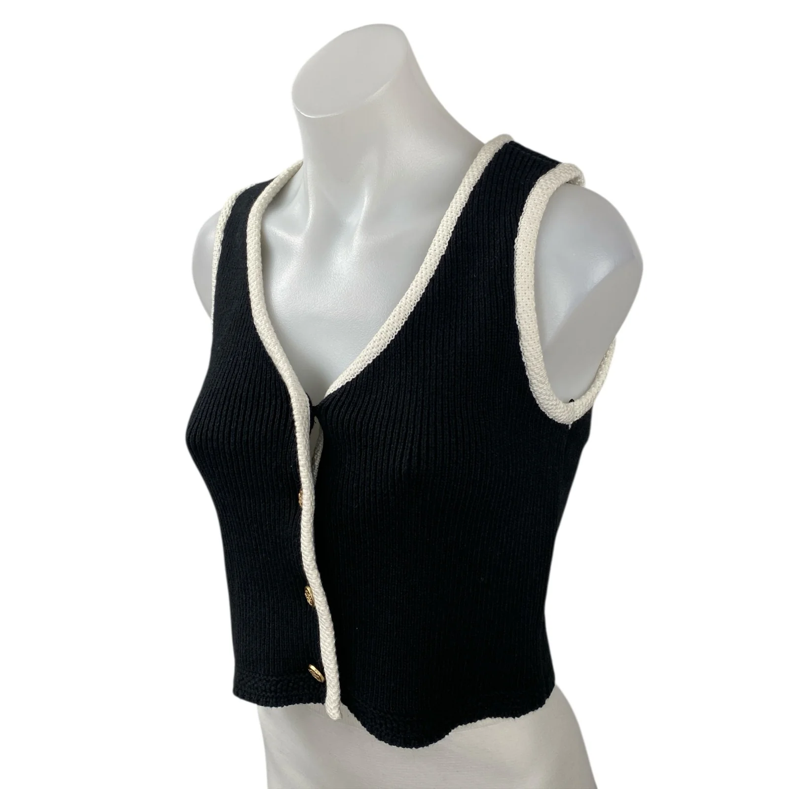 NEW Abercrombie & Fitch Mara Sleeveless Button Down Tank Sweater Vest Top Sz XS - Image 3