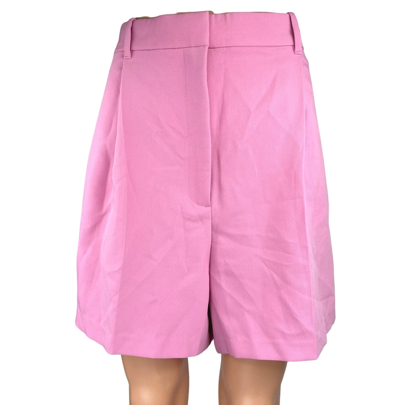 NEW Abercrombie & Fitch Pink High Waist Wide Leg Pleated Zipper Bermuda Shorts L