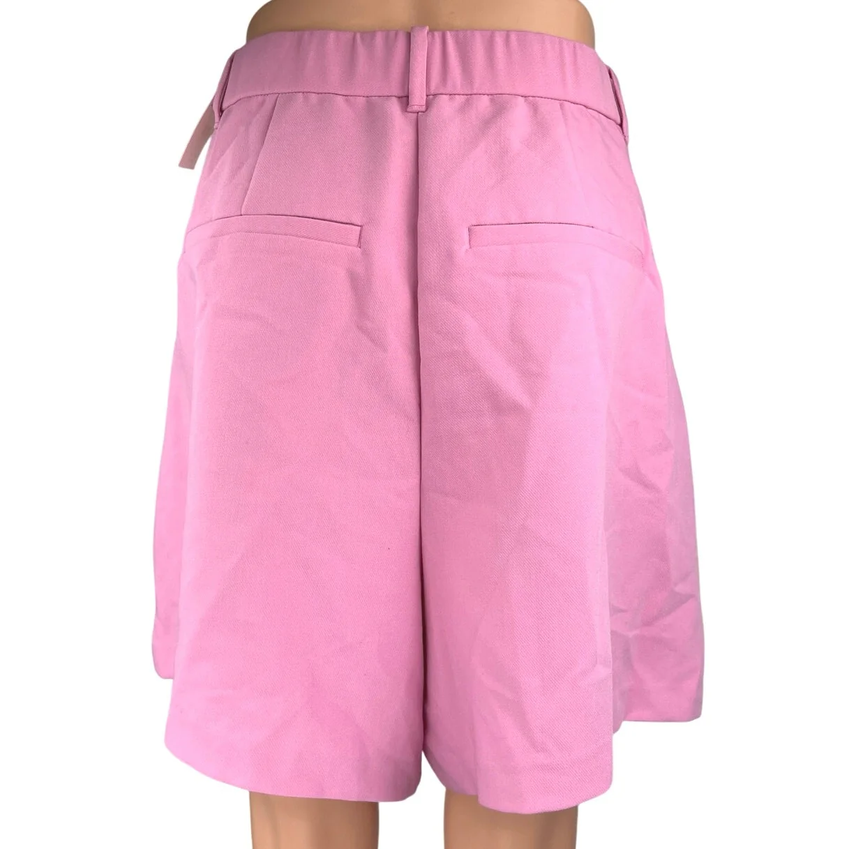 NEW Abercrombie & Fitch Pink High Waist Wide Leg Pleated Zipper Bermuda Shorts L - Image 3