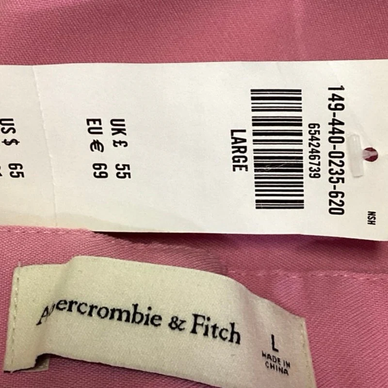 NEW Abercrombie & Fitch Pink High Waist Wide Leg Pleated Zipper Bermuda Shorts L - Image 4