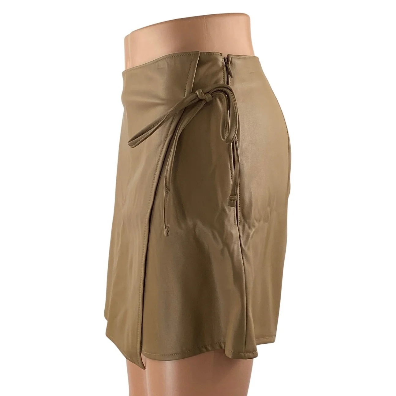 NEW Abercrombie & Fitch Tan Khaki High Waisted Wrap Skirt Skort Shorts Size S - Image 2