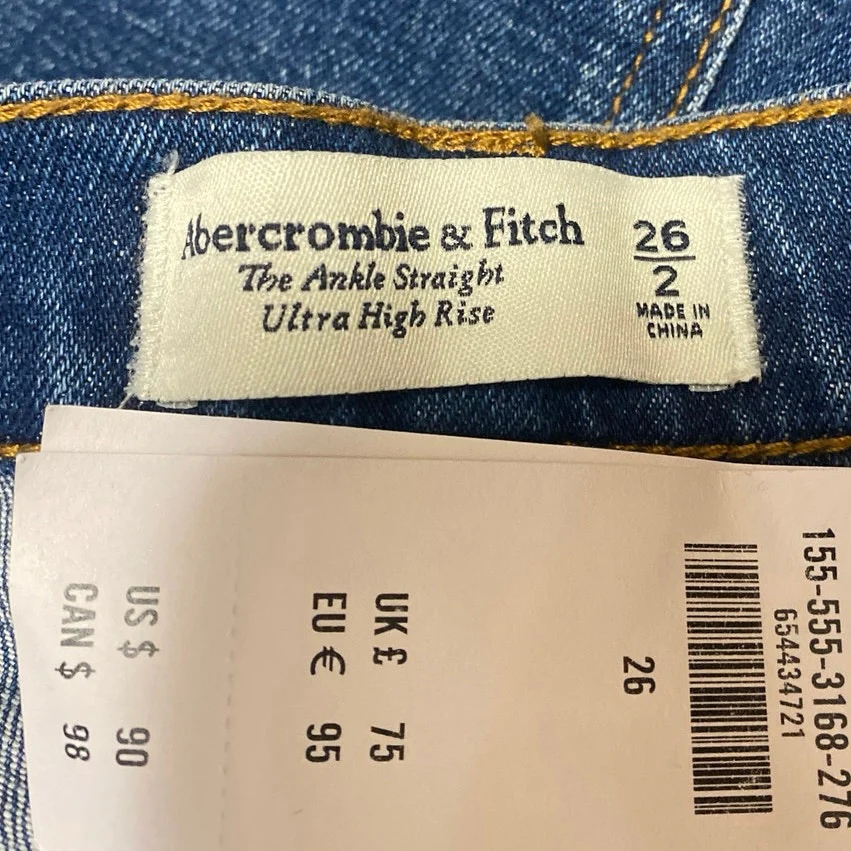 NEW Abercrombie & Fitch The Ankle Straight Women's Blue High Rise Denim Jeans 26 - Image 4