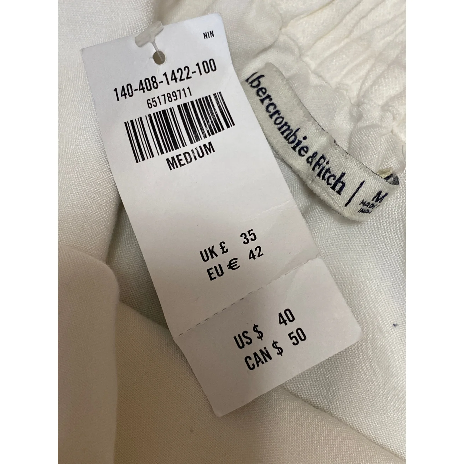 NEW Abercrombie & Fitch White Linen One Shoulder Sleeveless Tank Crop Top Size M - Image 3