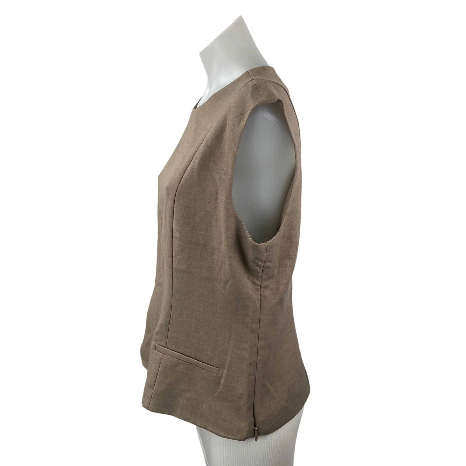NEW Abercrombie & Fitch Women's Tan Sleeveless Pocket Tank Blouse Top Size L - Image 3