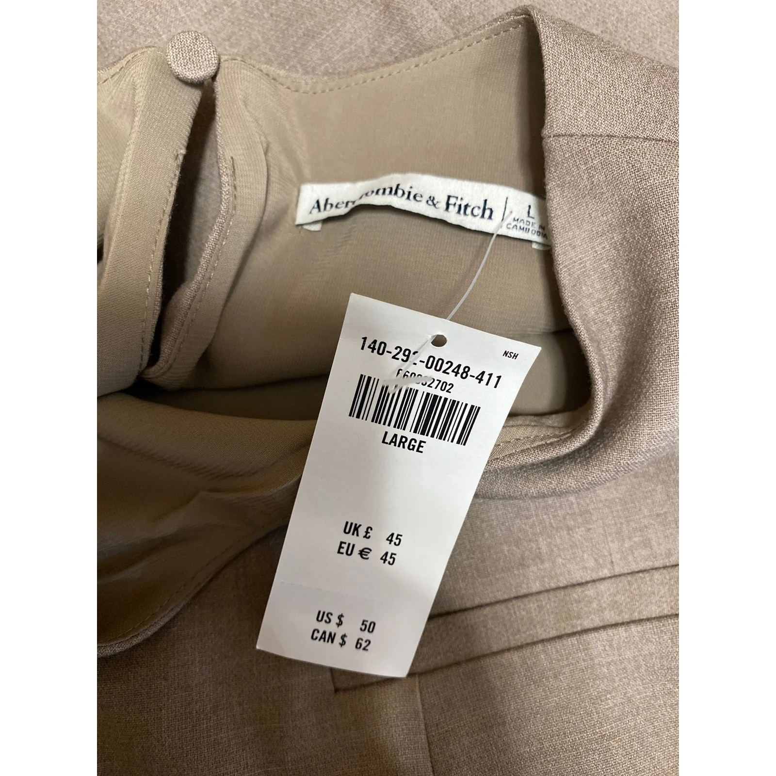 NEW Abercrombie & Fitch Women's Tan Sleeveless Pocket Tank Blouse Top Size L - Image 5