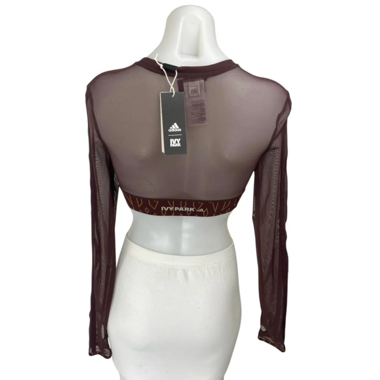 NEW Adidas x Ivy Park Brown Sheer Long Sleeve Sport Fitness Training Top Size XS - Image 2