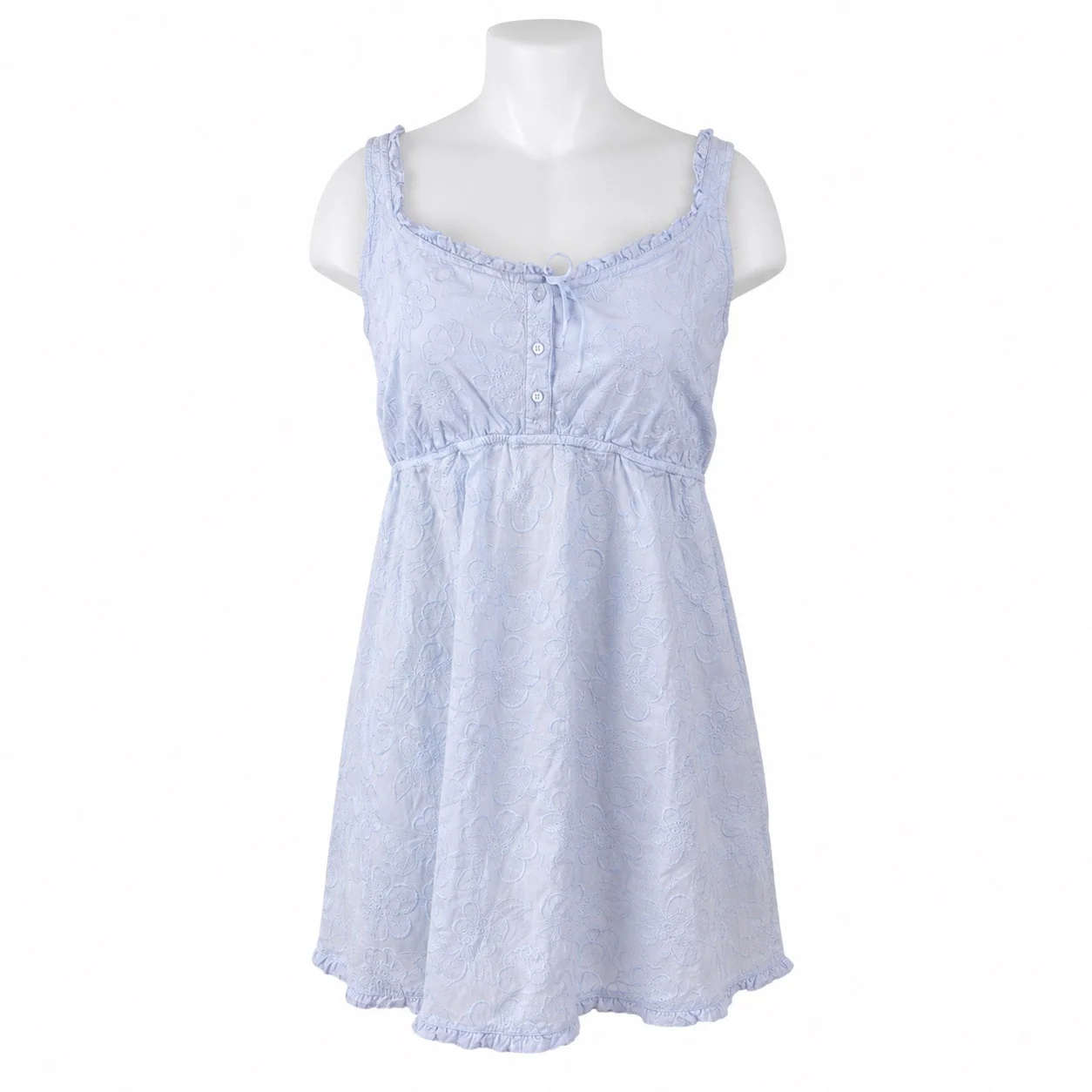 NEW Aerie Off Duty Blue Floral Embroidery Sleepwear Mini Tank Nightie Dress XL