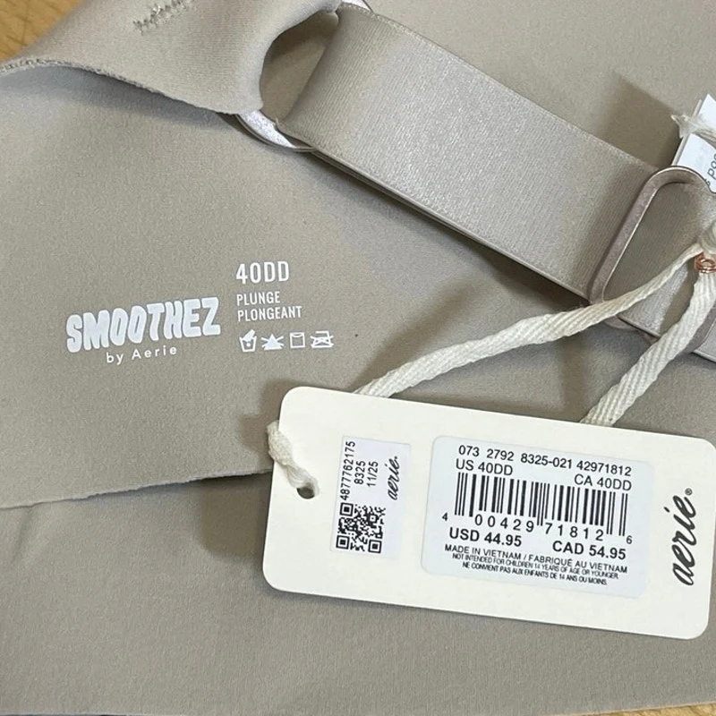 NEW Aerie Smoothez Unline Khaki Sleeveless Lingerie Hook Eye Plunge Bra Top 40DD - Image 5