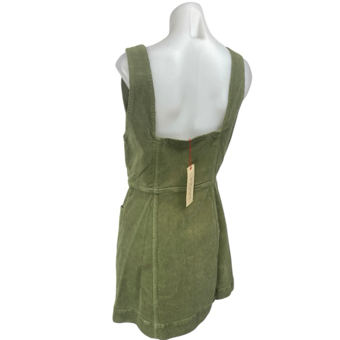 NEW Alice + Olivia Renita Green Corduroy Sleeveless Zip Up Overall Mini Dress 10 - Image 2