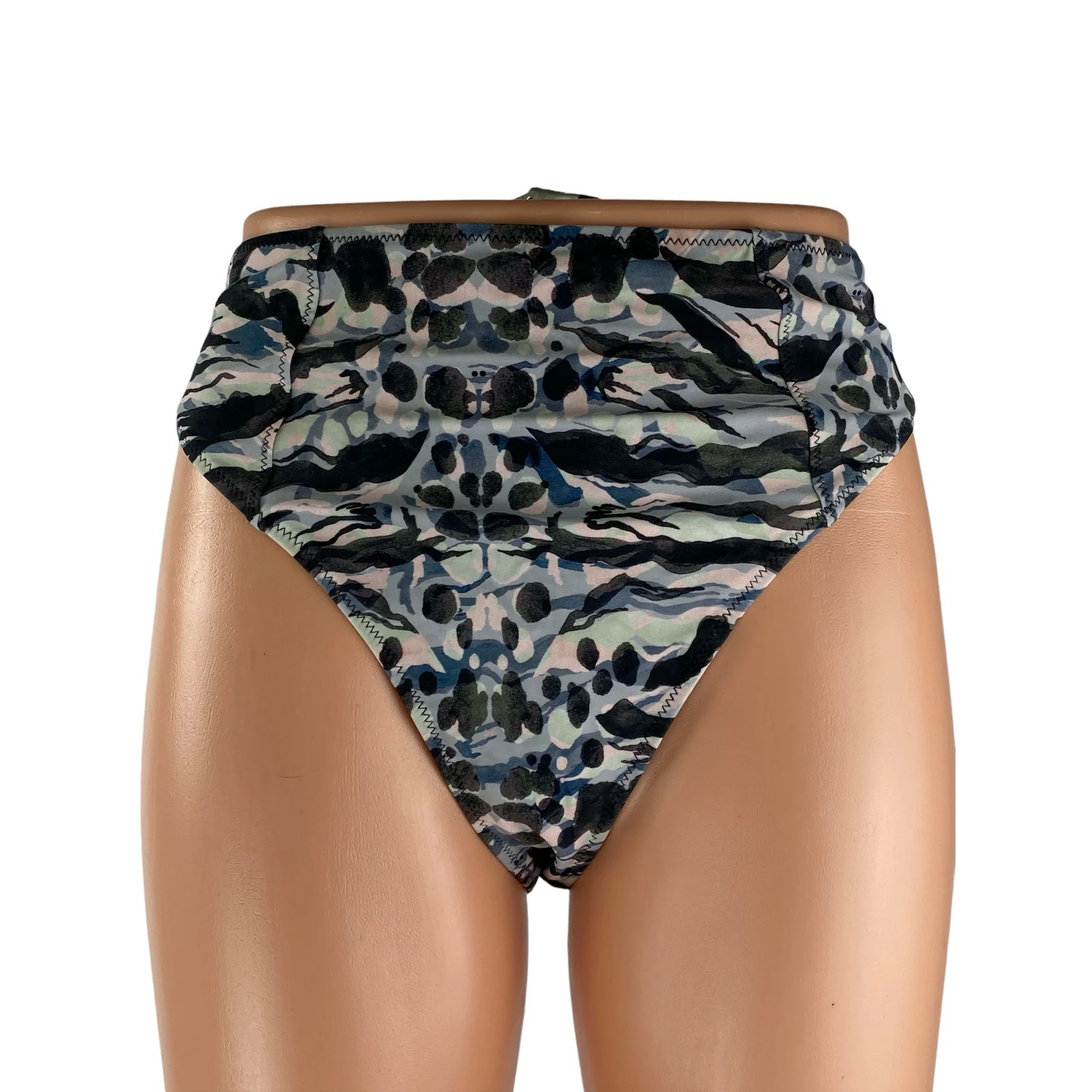 NEW AllSaints Eva Oniyuri Women's Animal Print High Waisted Swimwear Bikini Sz L