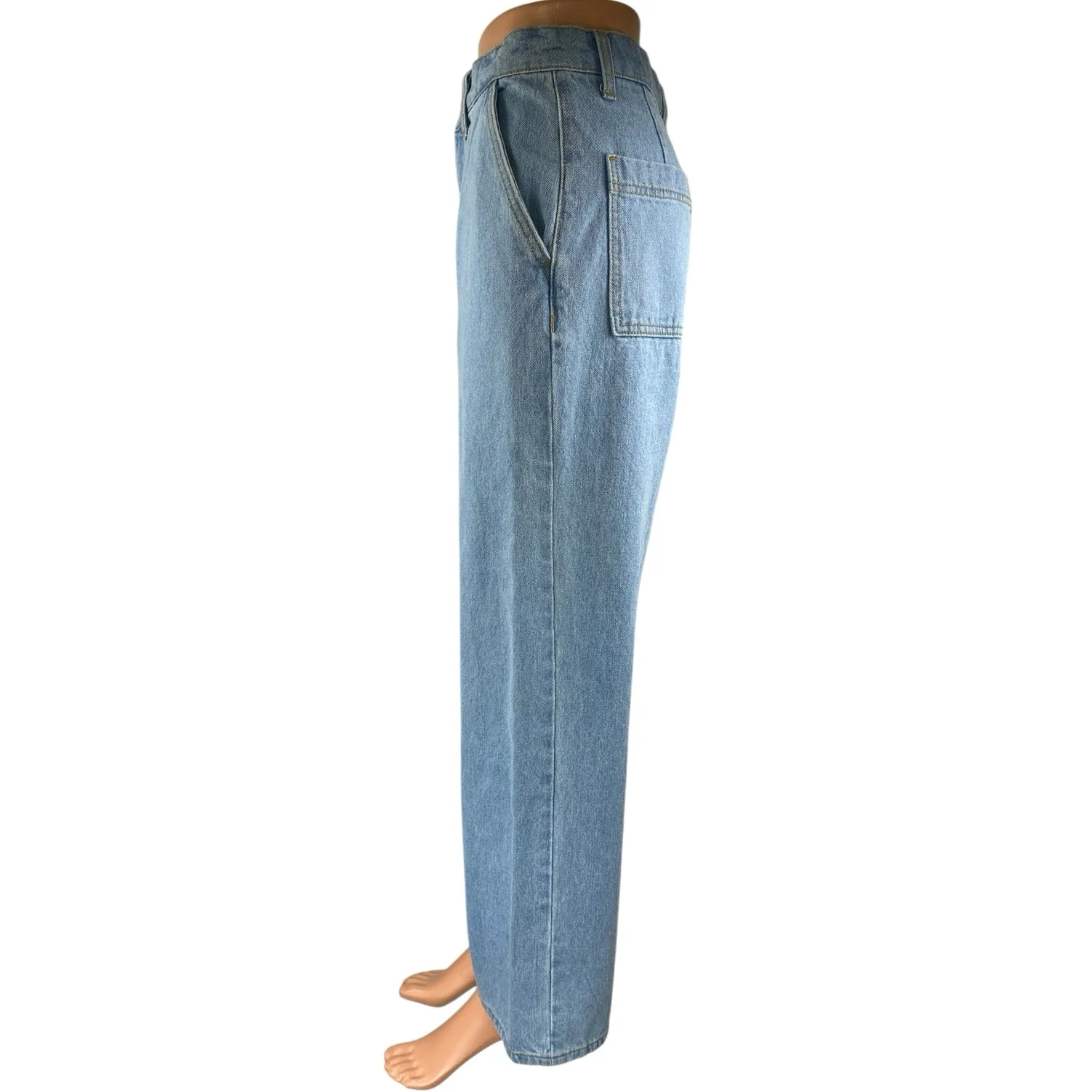 NEW American Apparel The Crop Wide Leg Womens Blue High Rise Denim Jeans Size 28 - Image 2