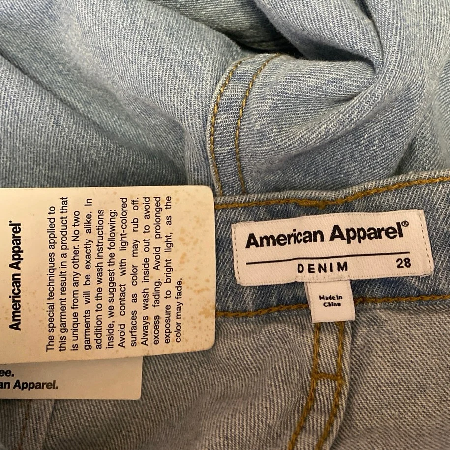 NEW American Apparel The Crop Wide Leg Womens Blue High Rise Denim Jeans Size 28 - Image 4