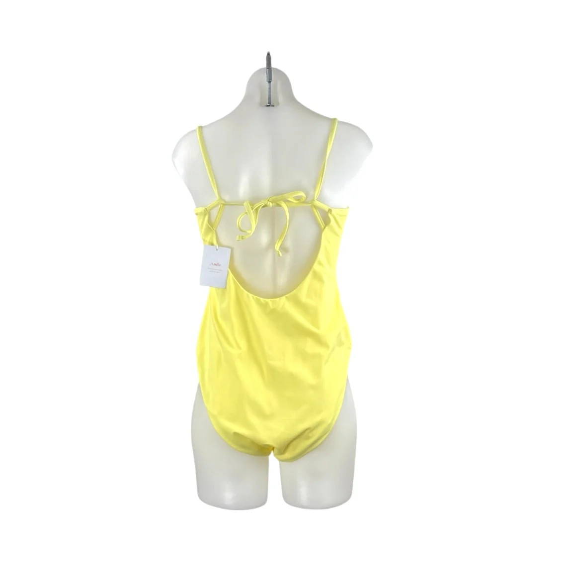 NEW Andie Yellow Sleeveless Tie Back Cami Tank One Piece Swimsuit Swimwear Sz L - Image 3