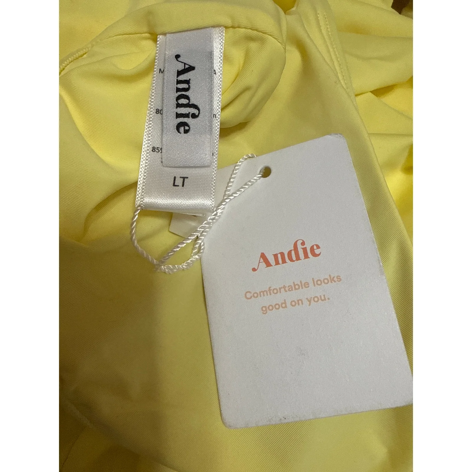 NEW Andie Yellow Sleeveless Tie Back Cami Tank One Piece Swimsuit Swimwear Sz L - Image 6