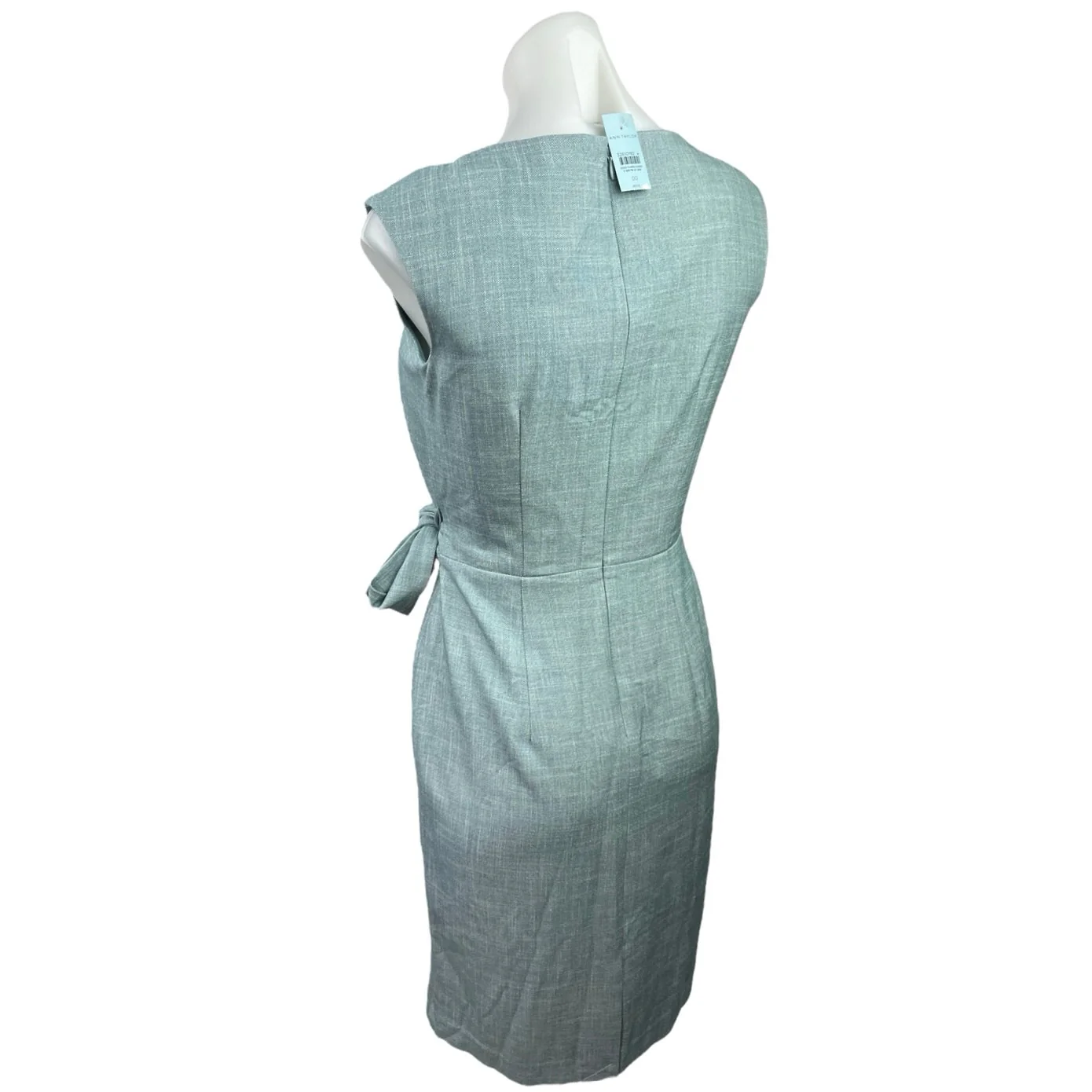 NEW Ann Taylor Blue Sleeveless Tie Waist Career Office Business Sheath Dress 0 - Image 2