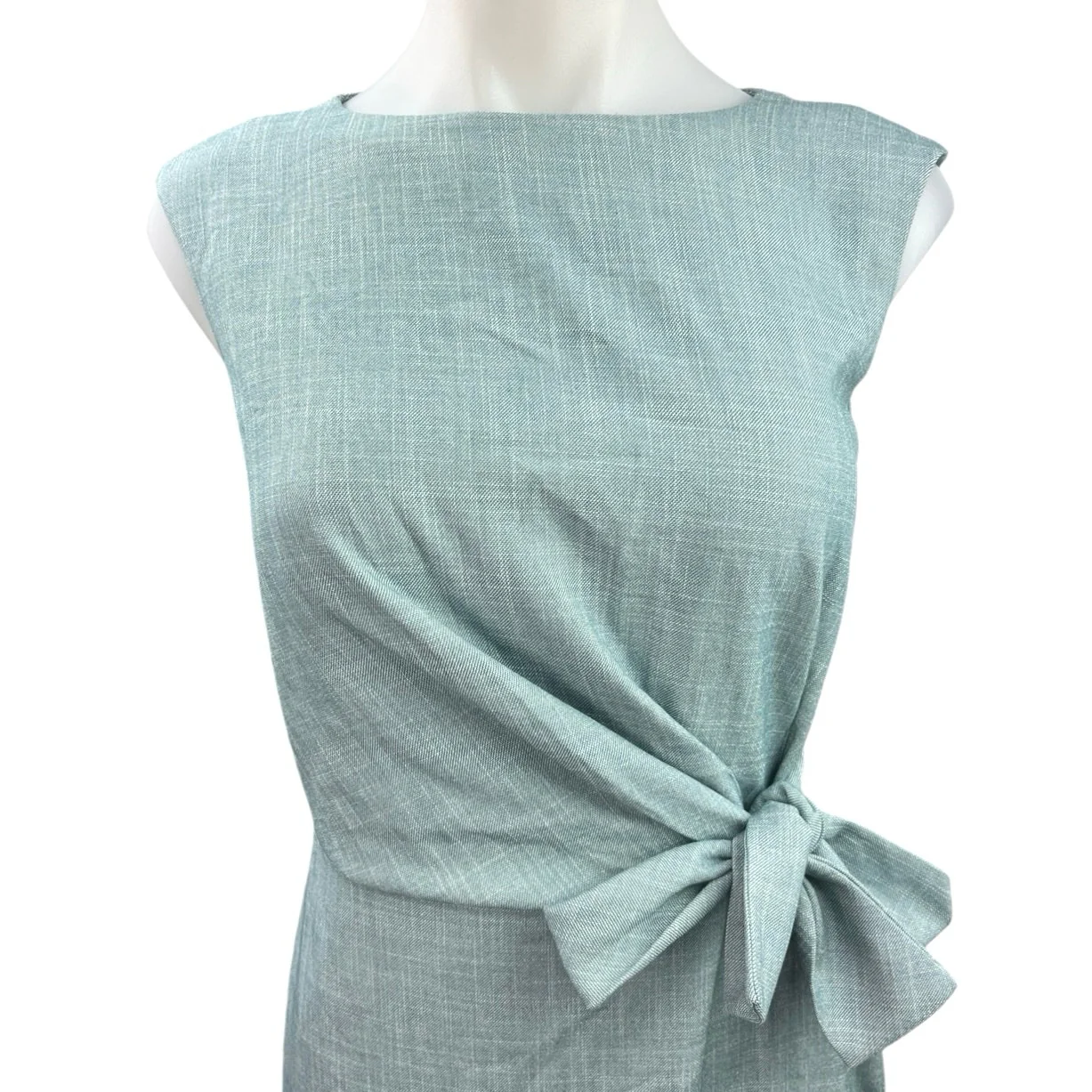 NEW Ann Taylor Blue Sleeveless Tie Waist Career Office Business Sheath Dress 0 - Image 3