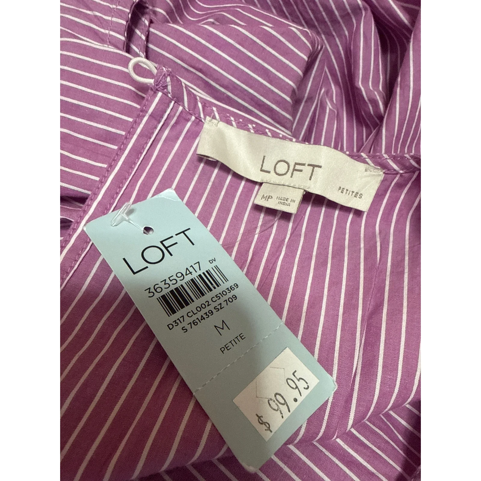 NEW Ann Taylor LOFT Purple Striped Y2k Sleeveless Fit & Flare Midi Dress Size MP - Image 5