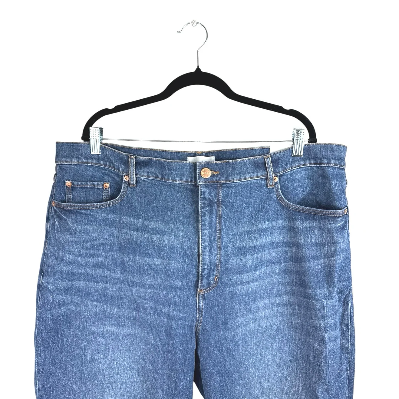 NEW Ann Taylor Loft Women's Blue Skinny Straight High Waist Denim Jeans Pants 34 - Image 3