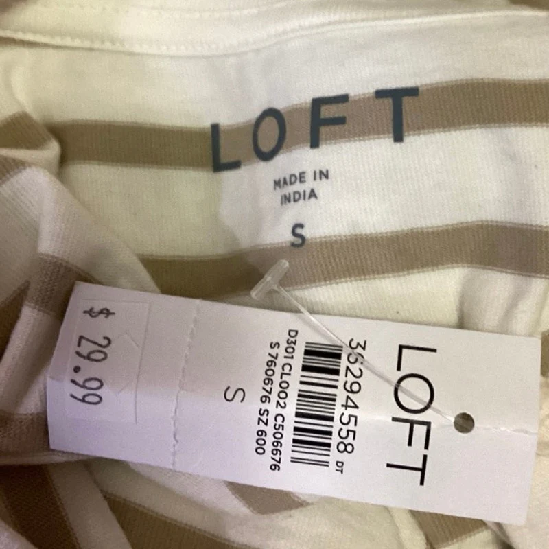 NEW Ann Taylor LOFT Women's Cream Beige Striped Knit Casual Tank Top Size S - Image 3