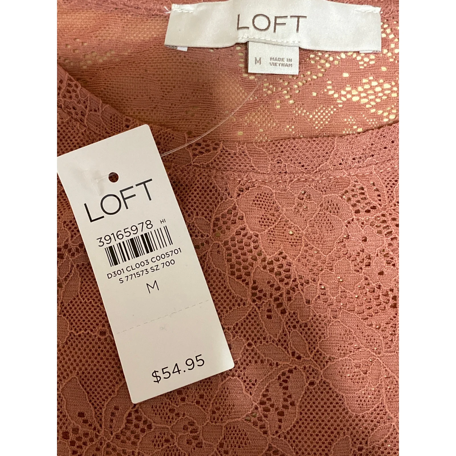 NEW Ann Taylor LOFT Women's Orange Brown Lace Floral Long Sleeve Shirt Top Sz M - Image 3