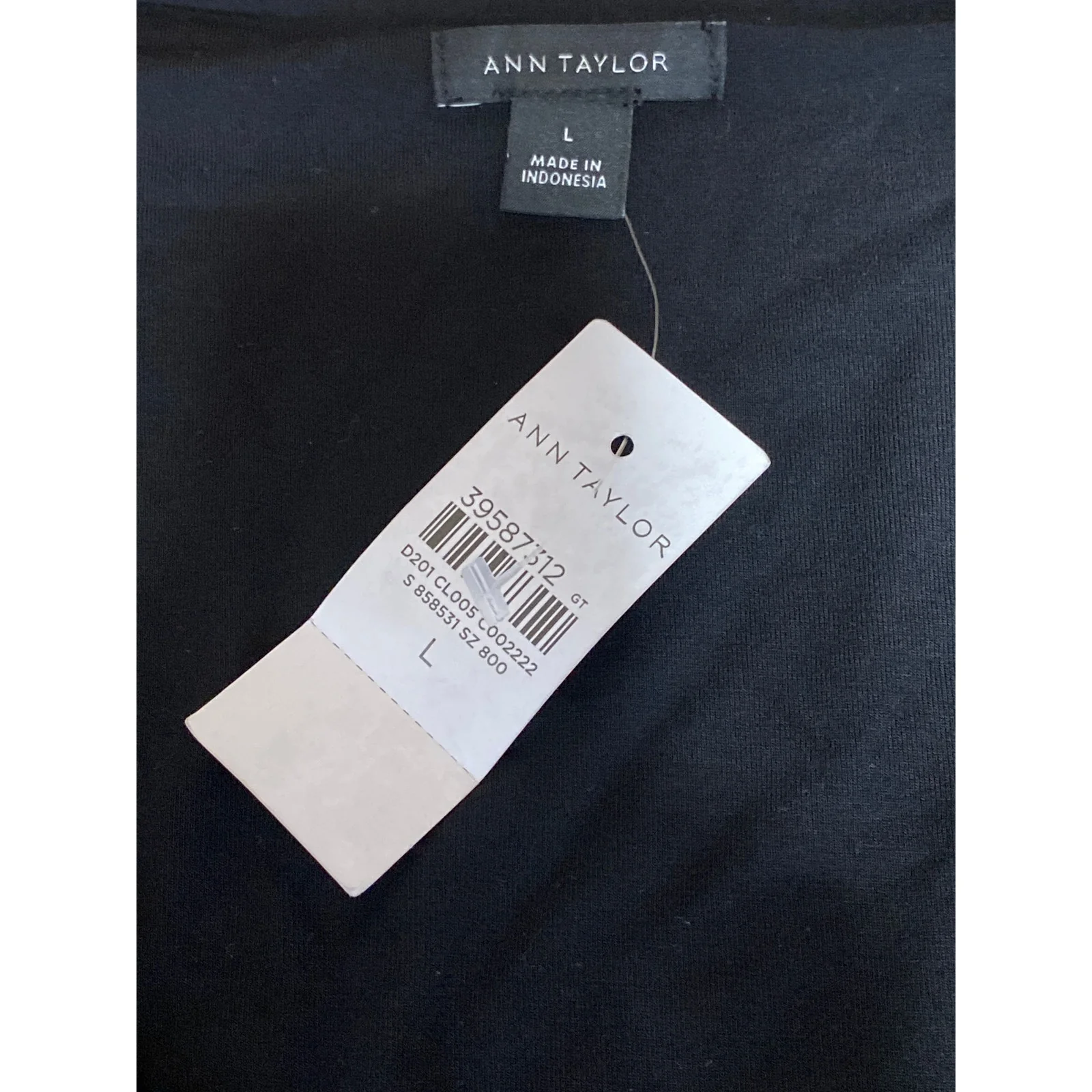 NEW Ann Taylor Women's Black Ruched Wrap Front V Neck Long Sleeve Blouse Top L - Image 5