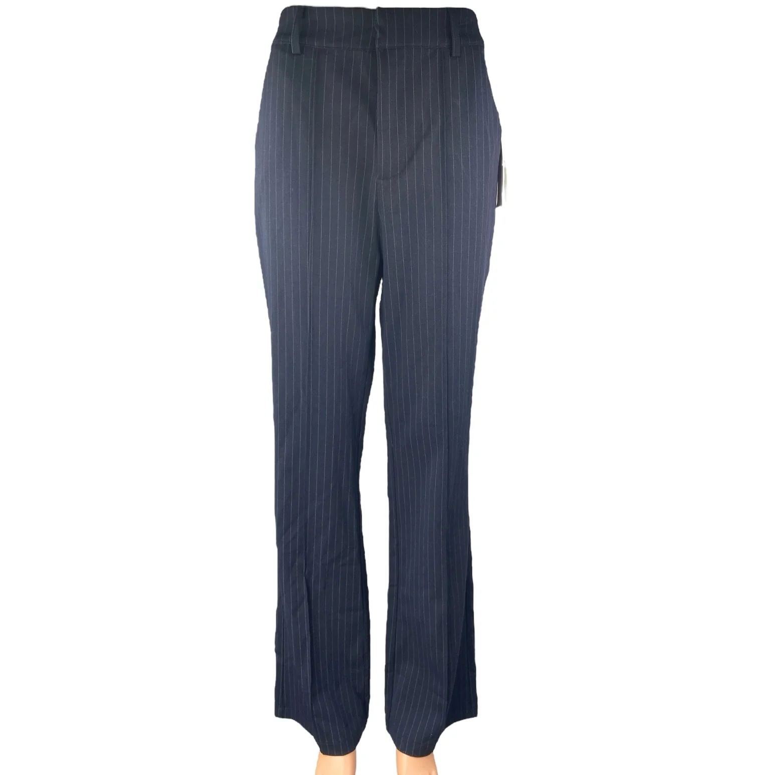NEW Aqua Navy Blue Pinstripe High Rise Flare Bootcut Trousers Dress Pants Sz XS