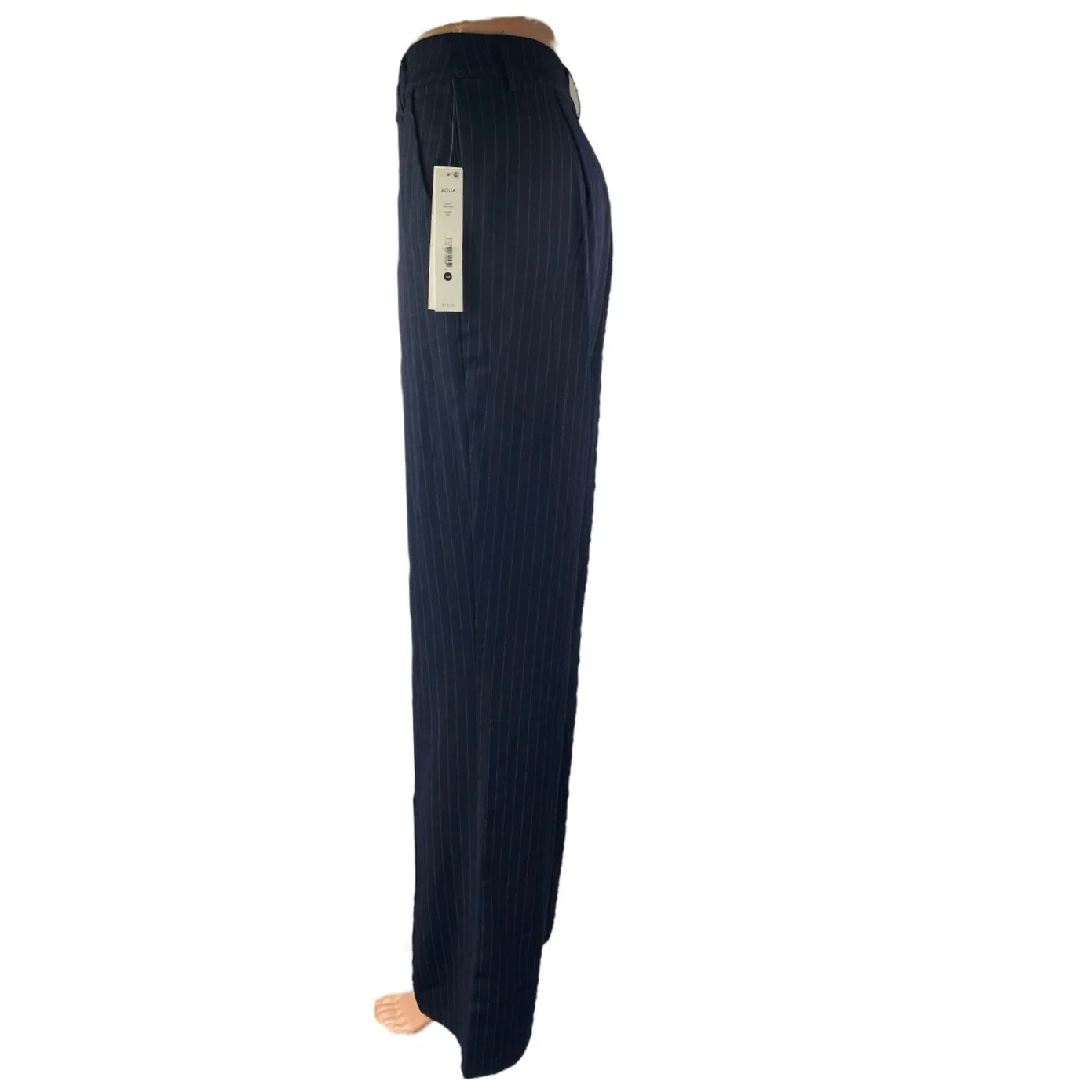 NEW Aqua Navy Blue Pinstripe High Rise Flare Bootcut Trousers Dress Pants Sz XS - Image 2