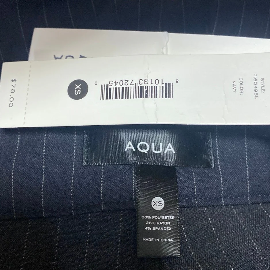 NEW Aqua Navy Blue Pinstripe High Rise Flare Bootcut Trousers Dress Pants Sz XS - Image 4