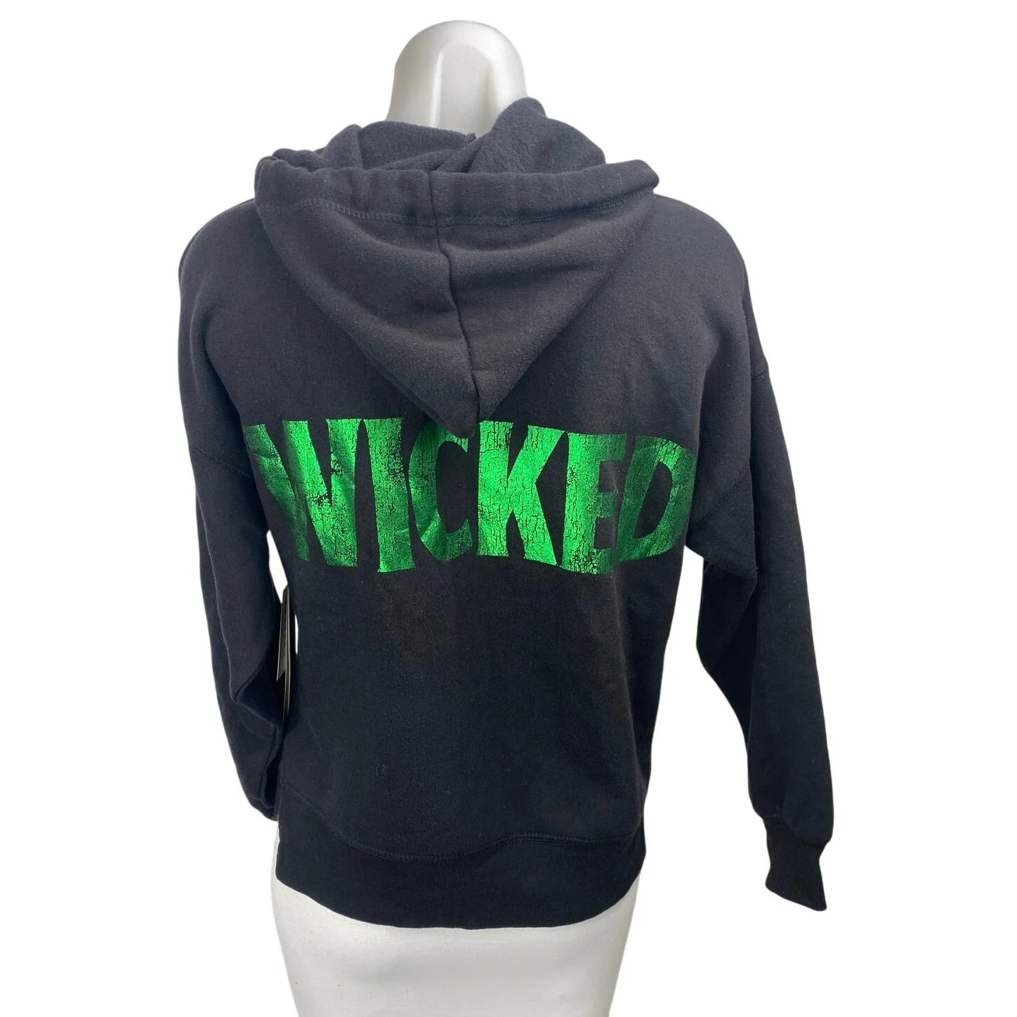 NEW Aqua x Wicked Black Wizard of Oz Hoodie Graphic Hooded Sweatshirt Top Sz XS - Image 2