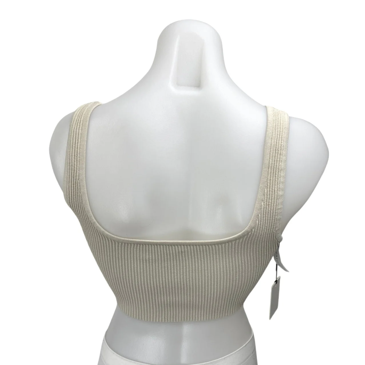 NEW Aritzia Babaton Beige Rib Knit Sleeveless Cami Sports Bra Crop Tank Top Sz S - Image 2