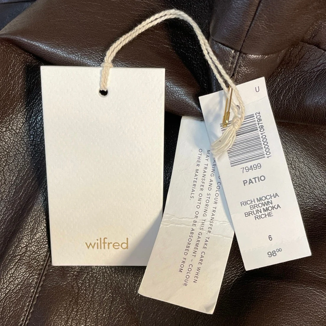 NEW Aritzia Wilfred Patio Mocha Brown Faux Leather High Waist Slit Mini Skirt 6 - Image 6