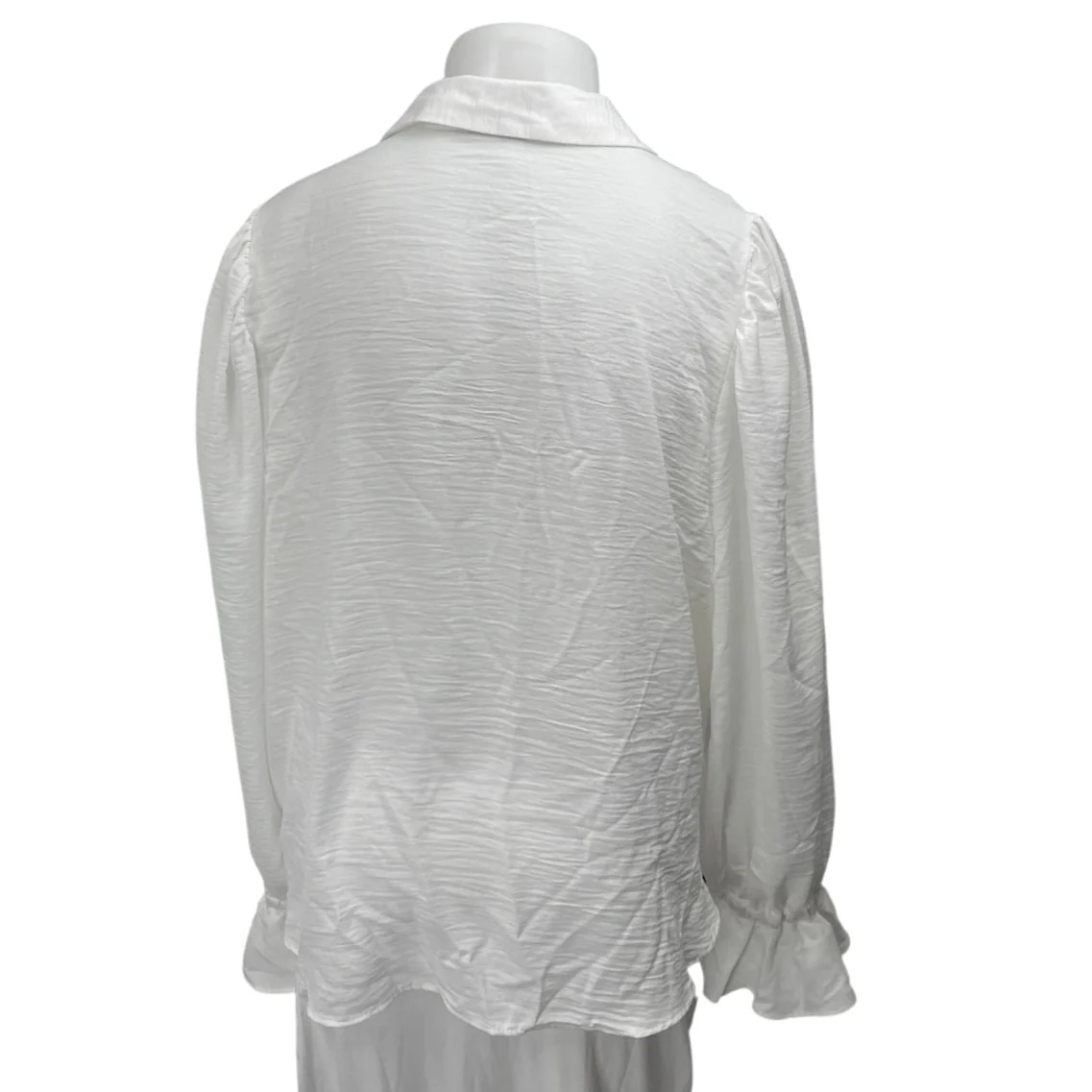 NEW ASOS White Ruffle Long Sleeve Collared Button Down Shirt Blouse Top Size 22 - Image 2