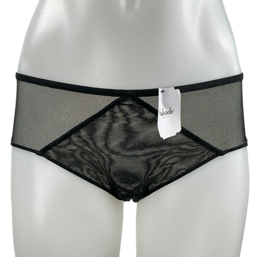NEW Aubade Women's Black Sheer Mesh See Through Panty Undies Lingerie Size S