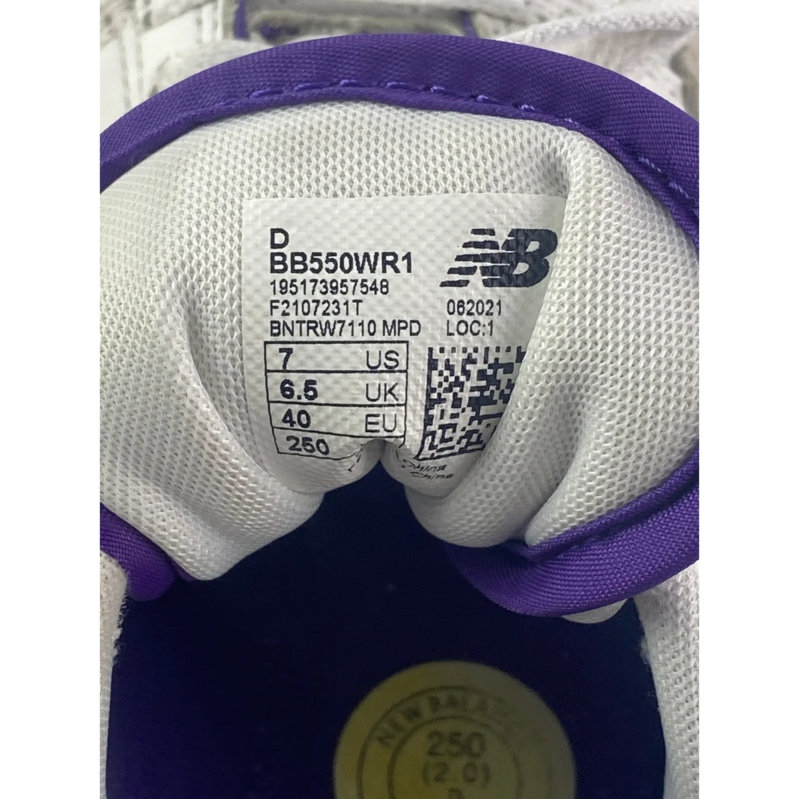 New Balance 550 Women's White Purple Lace Up Low Top Athletic Sneakers Shoes 7 - Image 6