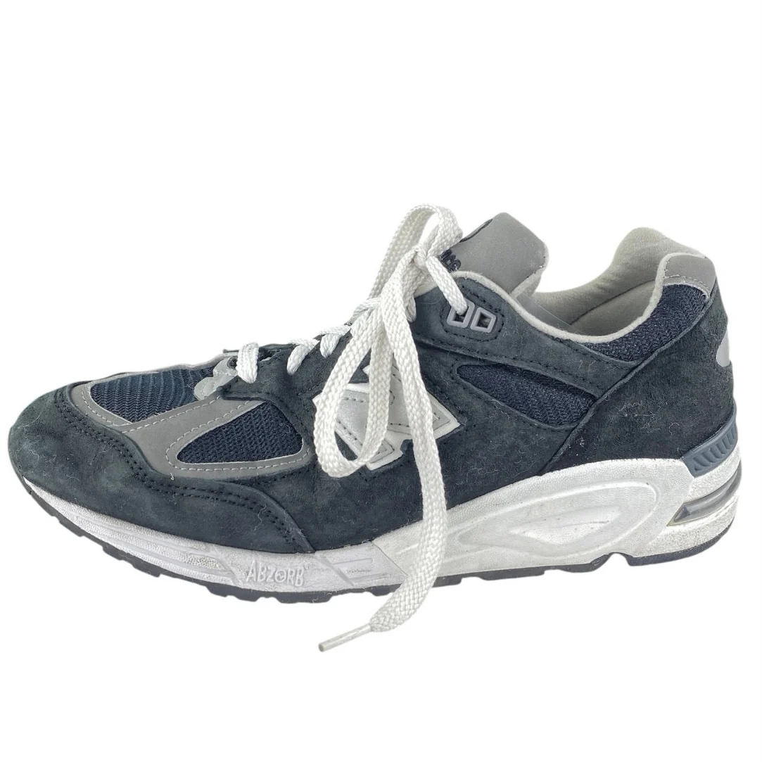 New Balance 990v2 Mens Blue Suede Low Top Lace Up Athletic Sneakers Shoes Sz 7.5