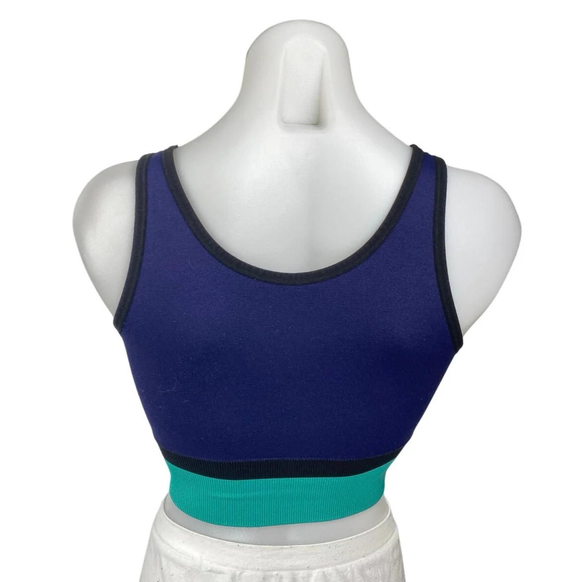 New Balance Blue Color Block Sleeveless Yoga Athletic Sports Bra Crop Top Size M - Image 2