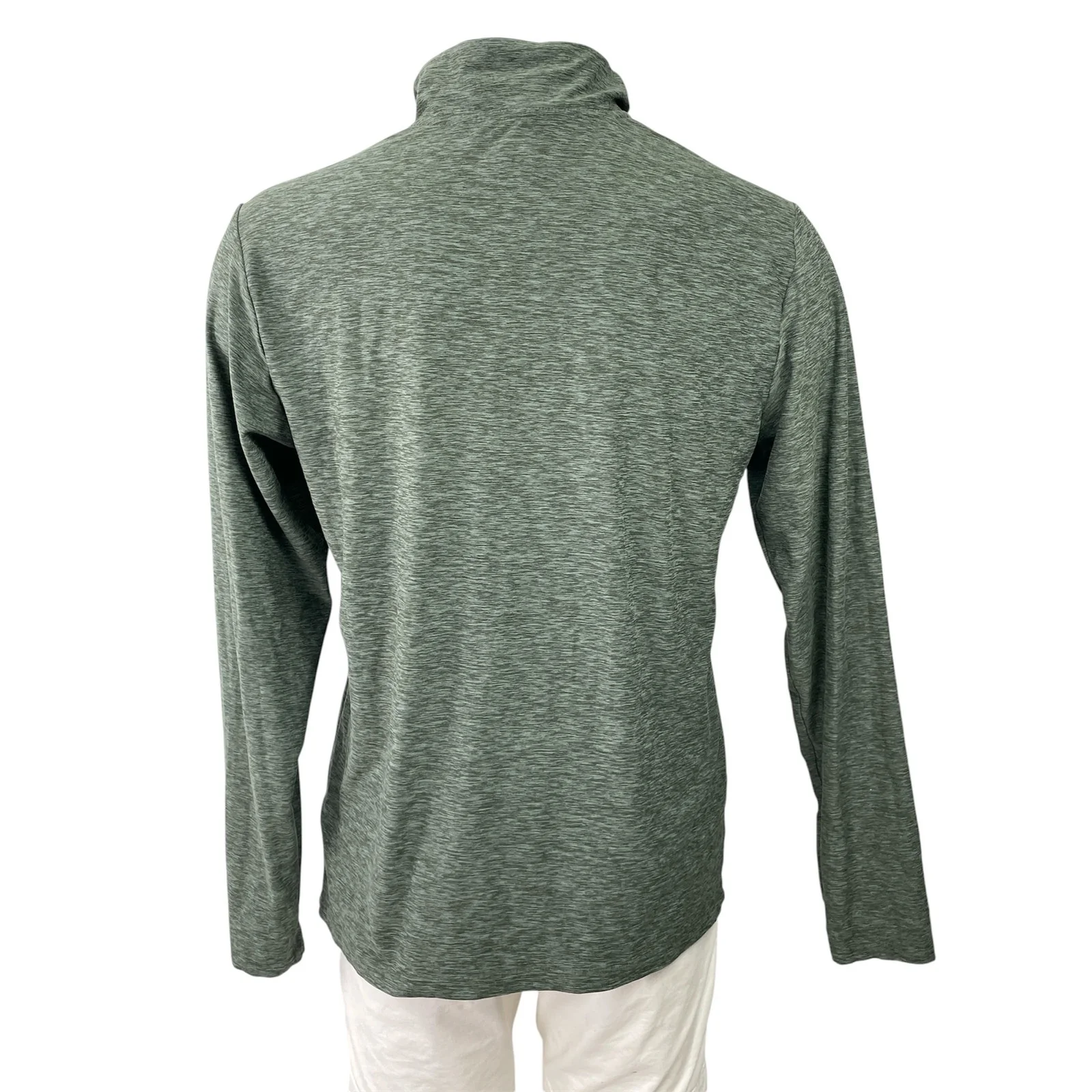 New Balance Dry Men's Green Heather Quarter Zip Long Sleeve Polo Shirt Top Sz L - Image 3