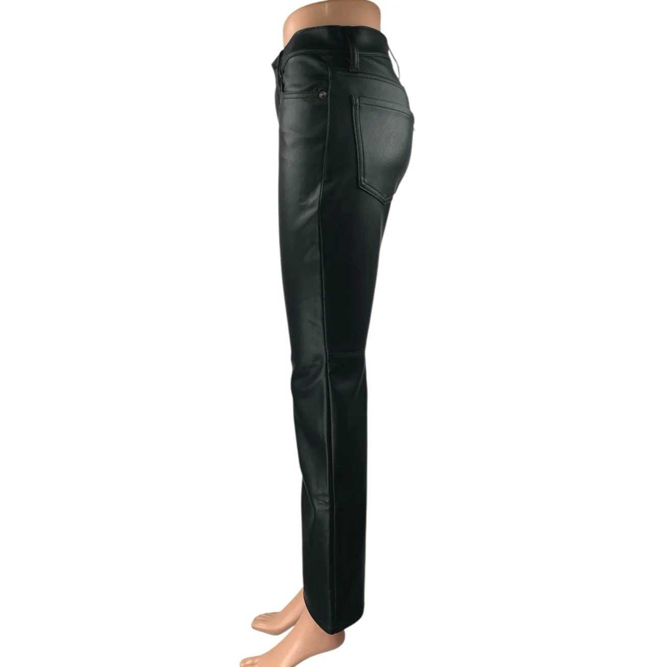 NEW Banana Republic Black Faux Vegan Leather Mid Rise Flared Bootcut Pants Sz 24 - Image 6