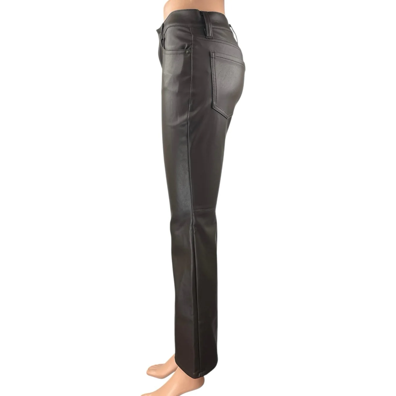 NEW Banana Republic Brown Faux Leather Mid Rise Flared Bootcut Trousers Pants 24 - Image 2