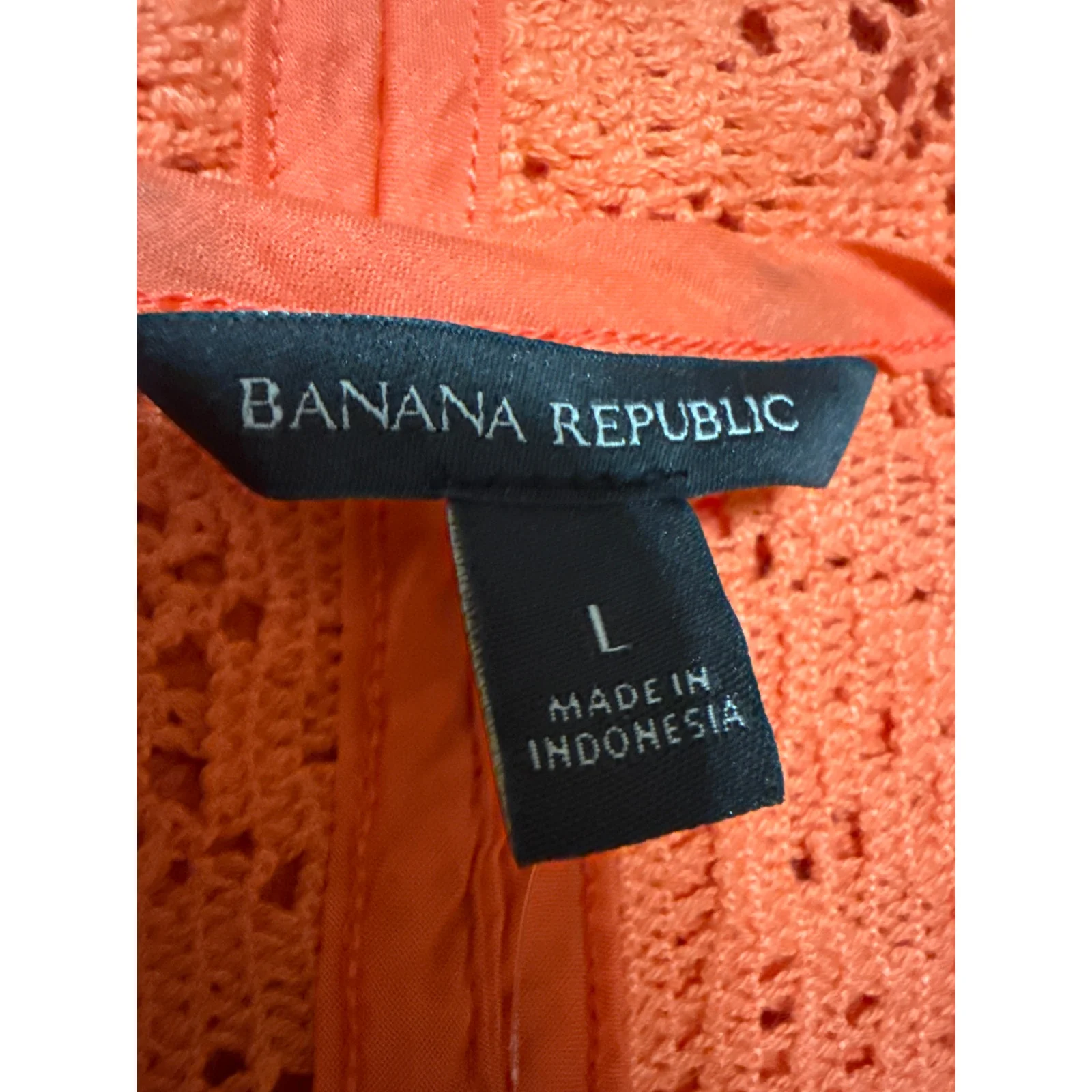 NEW Banana Republic Coral Crochet Knit Short Sleeve Knit Cover Up Top Size L - Image 3