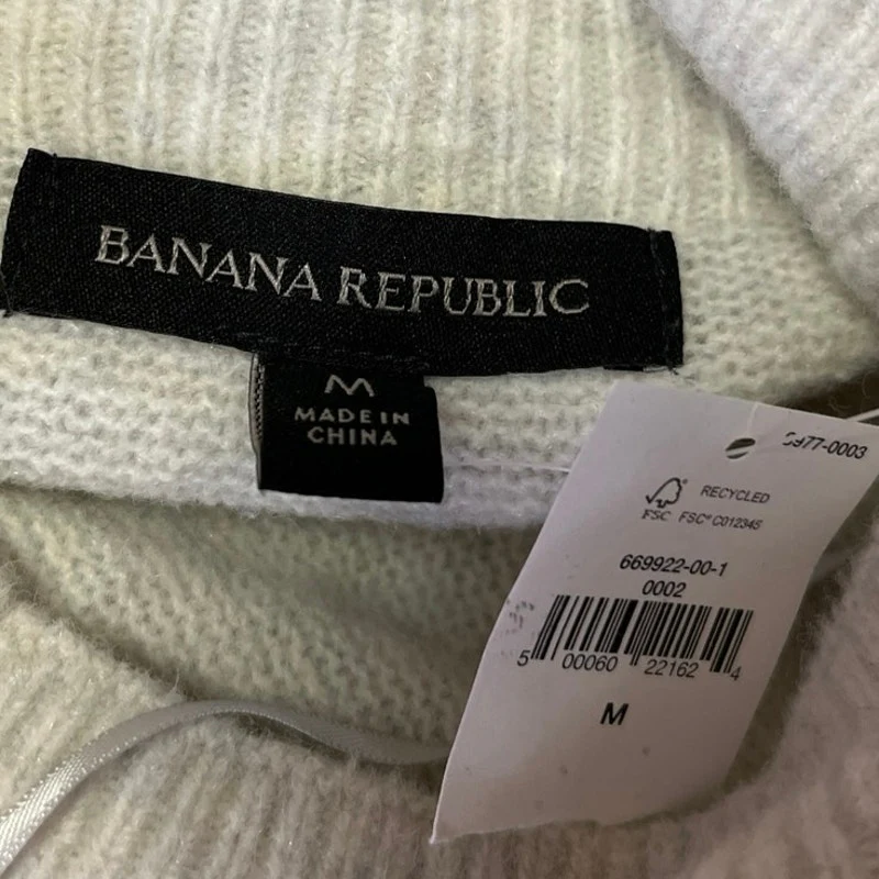 NEW Banana Republic Gray Merino Wool Knit Long Sleeve Midi Bodycon Sweater Top M - Image 4