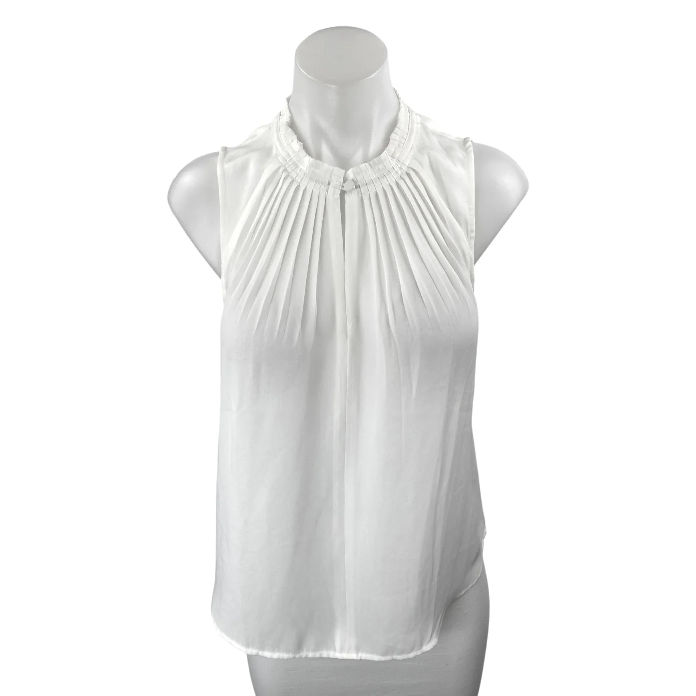 NEW Banana Republic White Sleeveless Ruffle Mock Pleated Tank Blouse Top XS