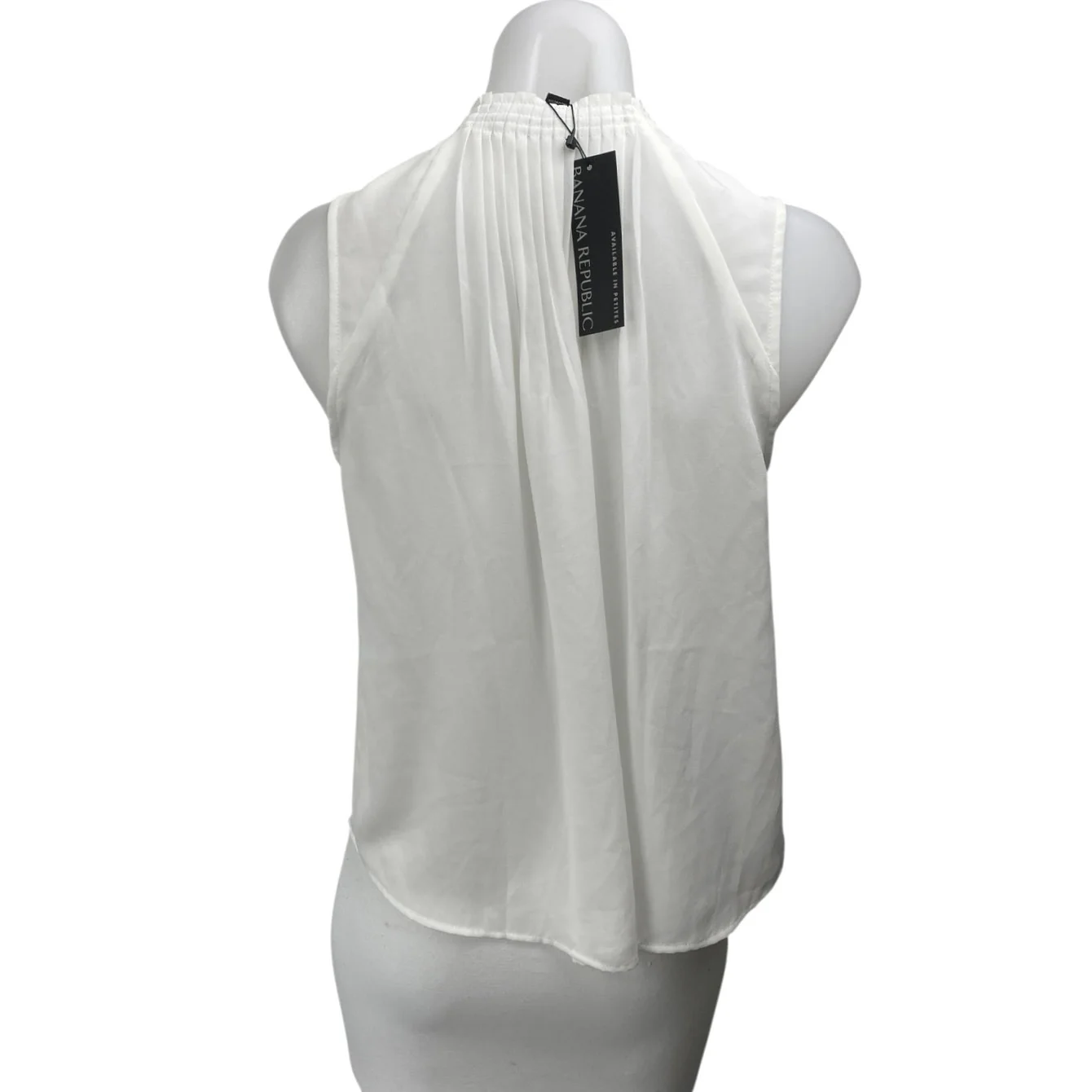 NEW Banana Republic White Sleeveless Ruffle Mock Pleated Tank Blouse Top XS - Image 2