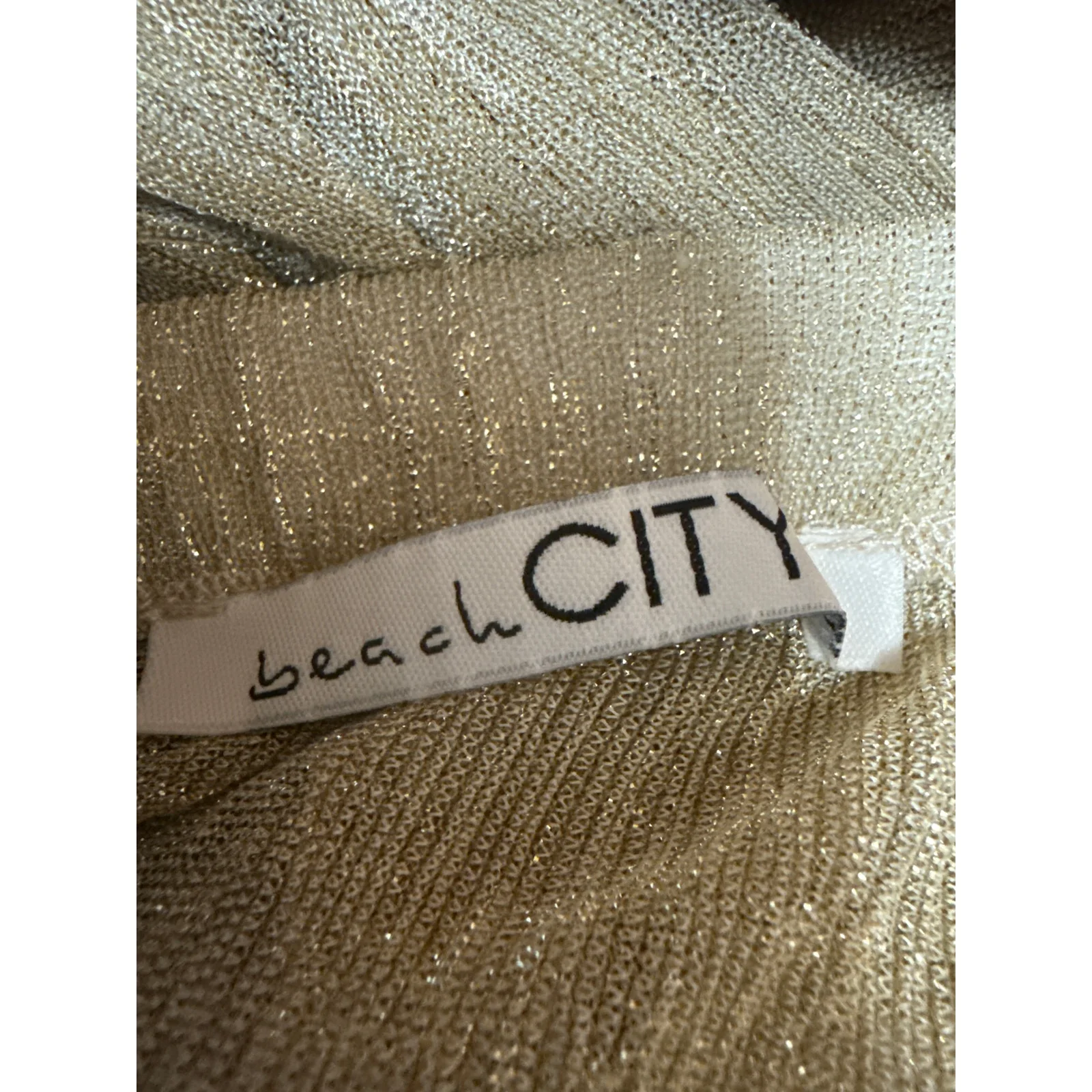 NEW Beach City Gold Metallic Ruffle Assymetric Skirt & Bandeau Tube Top Set Sz S - Image 6