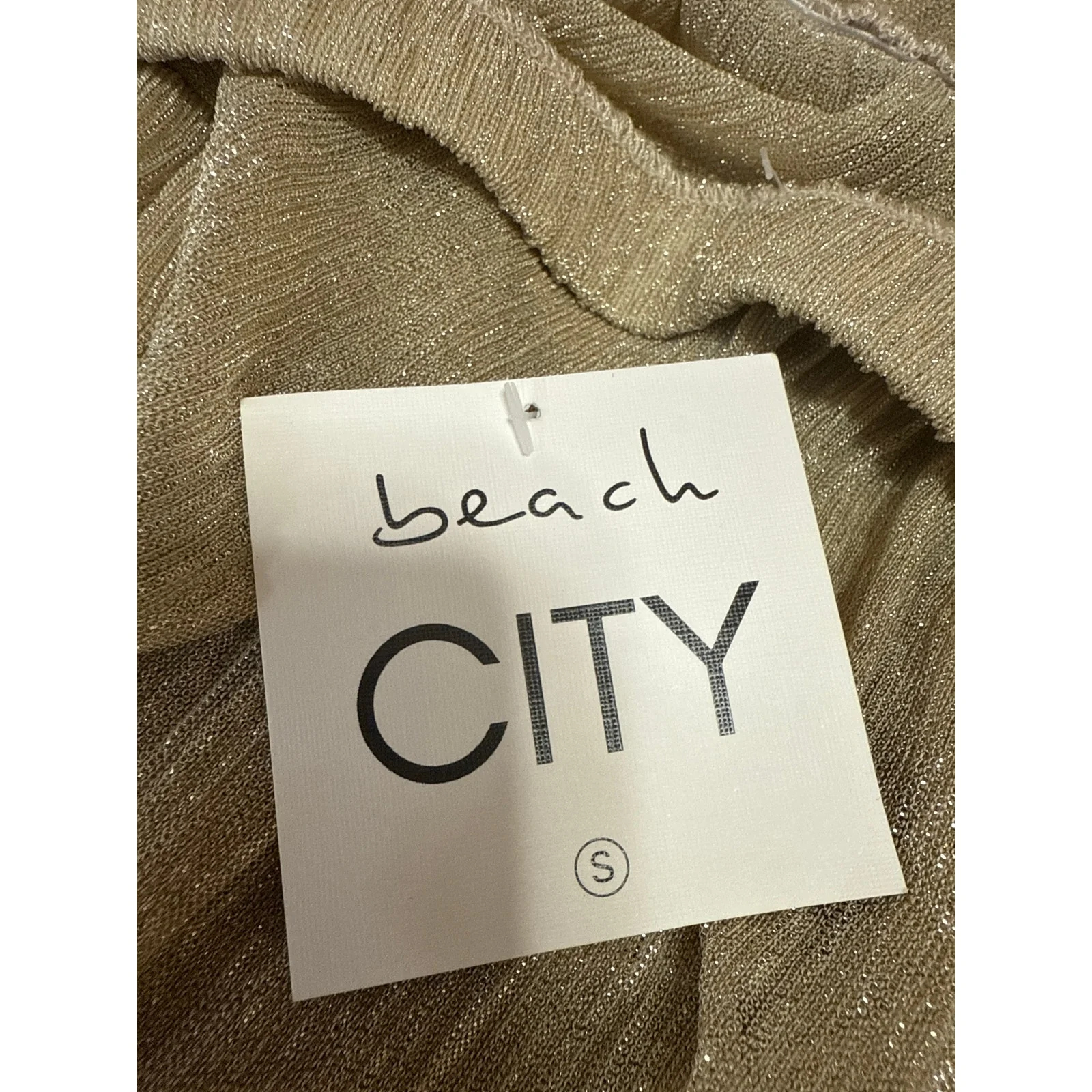 NEW Beach City Gold Metallic Ruffle Assymetric Skirt & Bandeau Tube Top Set Sz S - Image 7