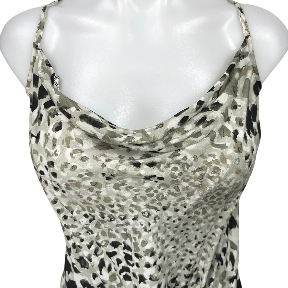 NEW Bella Dahl Green Animal Print Sleeveless Cowl Neck Cami Camisole Tank Top L - Image 3