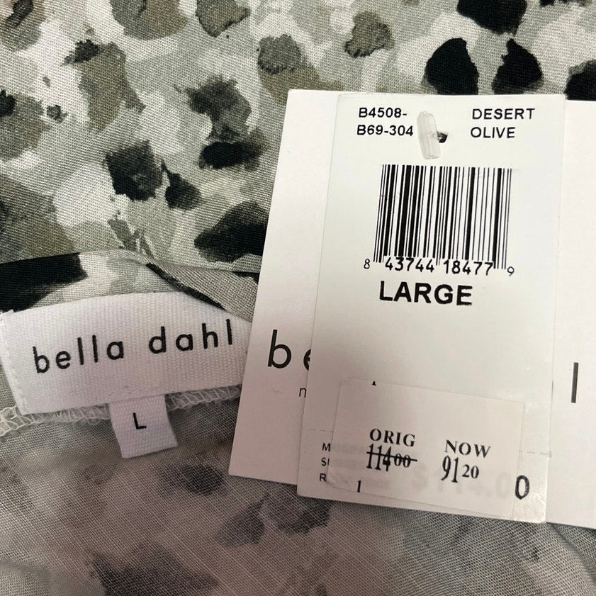 NEW Bella Dahl Green Animal Print Sleeveless Cowl Neck Cami Camisole Tank Top L - Image 4
