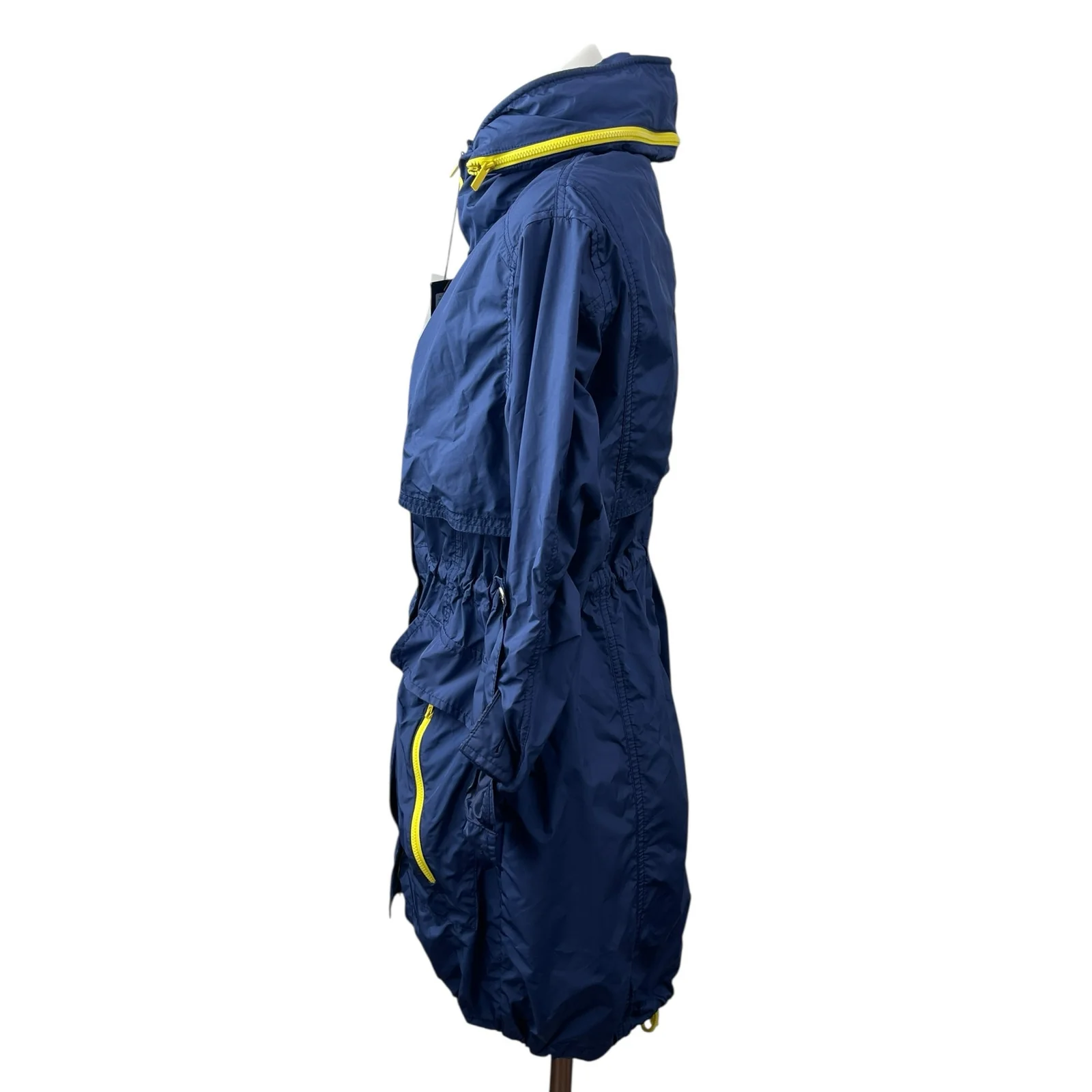 NEW Bonnie Alex Women's Blue Hooded Long Sleeve Parka Rain Coat Jacket Size M/L - Image 3