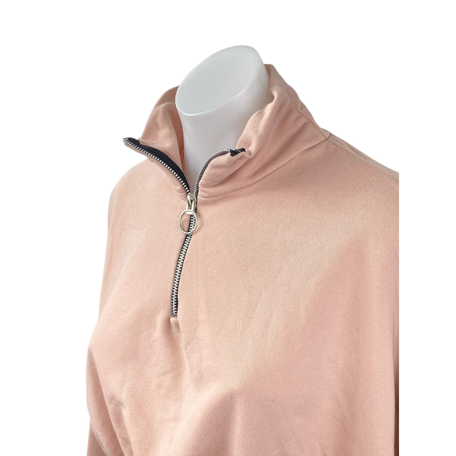 NEW Boohoo Women's Pink Mock Neck Long Sleeve Crop Sweater Sweatshirt Top Sz 10 - Image 2